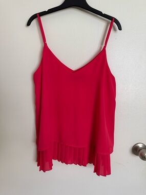 Halogen Bright Pink Pleated-Hem V-Neck Cami
